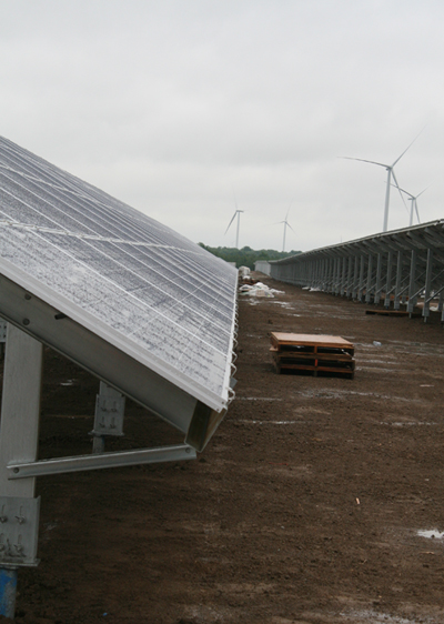 Image 1. The Grand Renewable Solar Project sits among a sea of wind turbines, and covers nearly 800 acres of former farmland in Ontario
