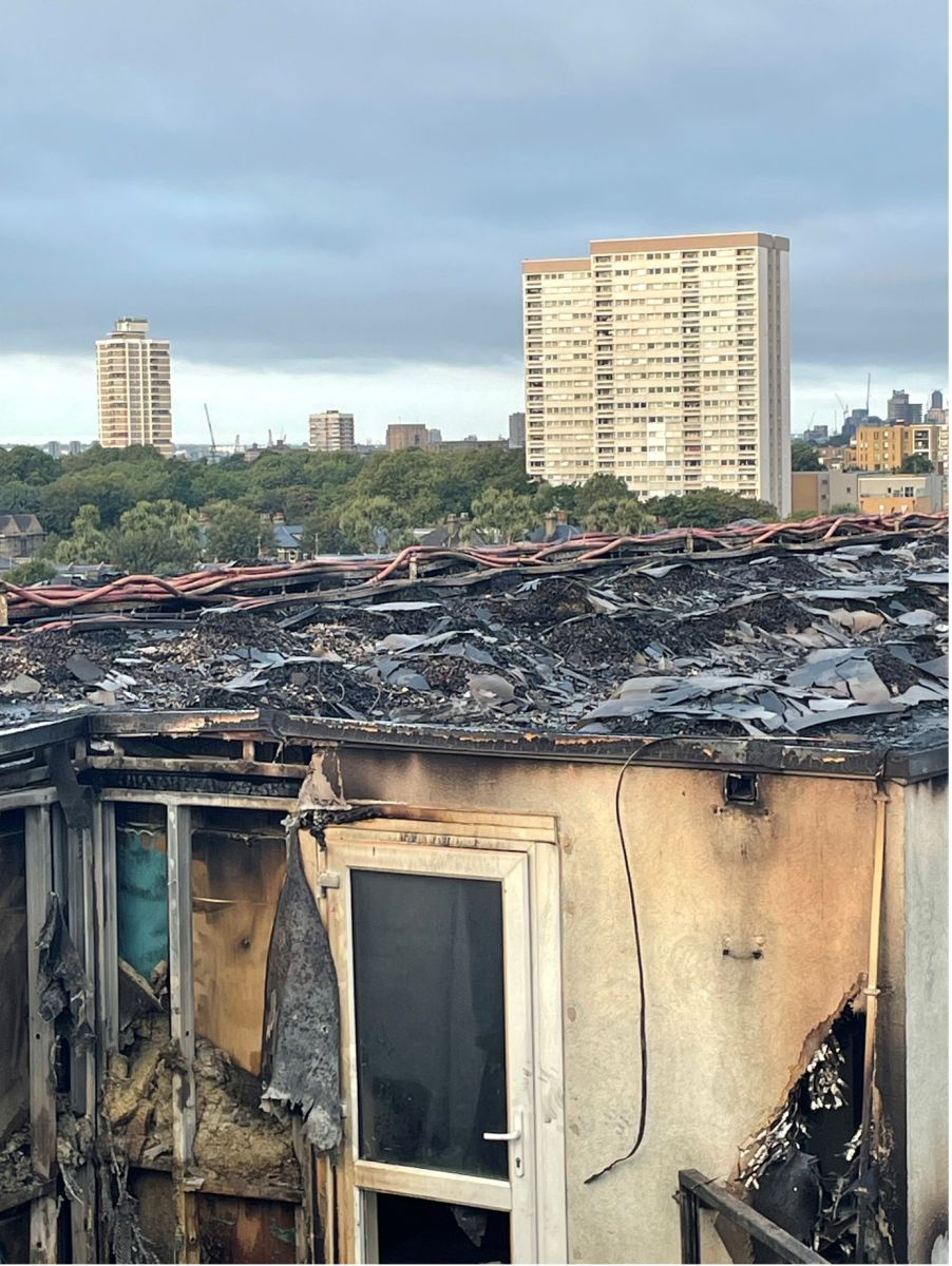 burned roof