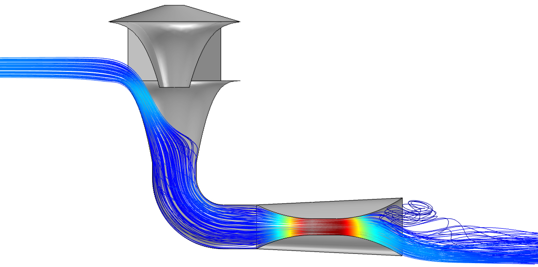 CFD model showing how wind speed increases