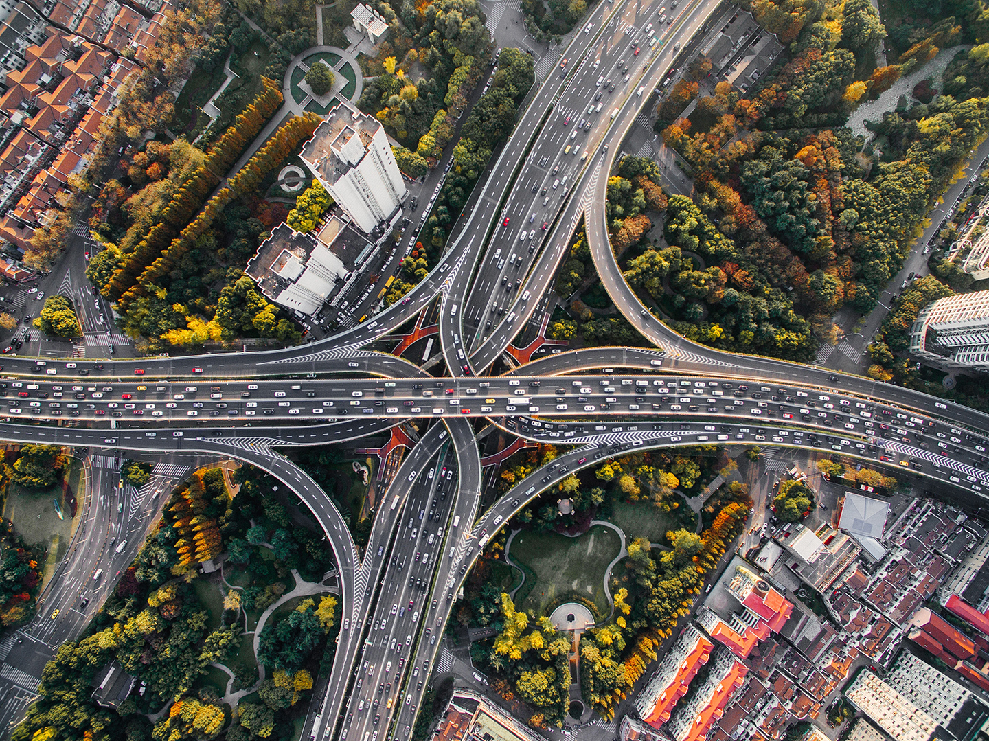 traffic interchange aerial view