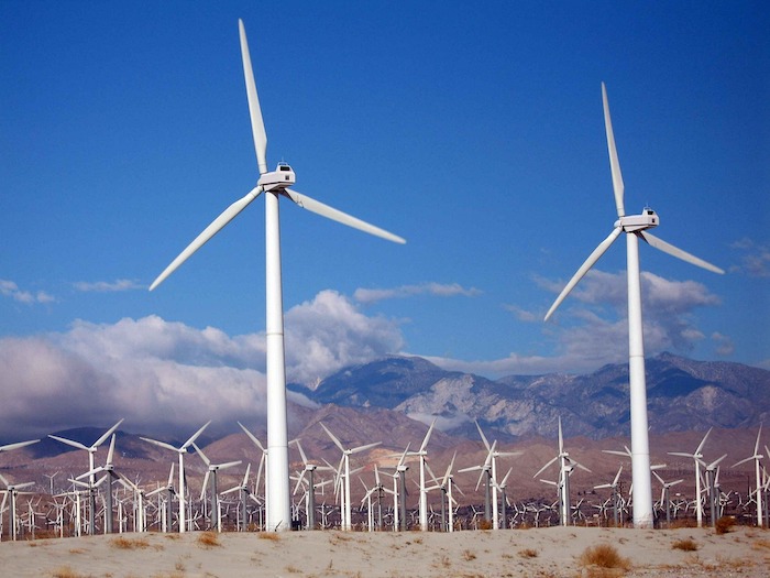 blue sky wind turbines