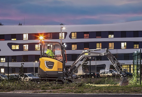 machine in front on building