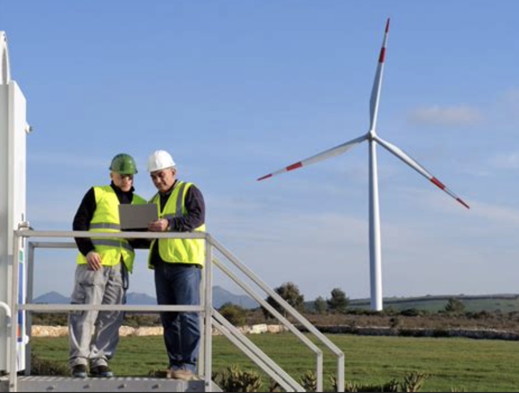 yellow vested wind workers