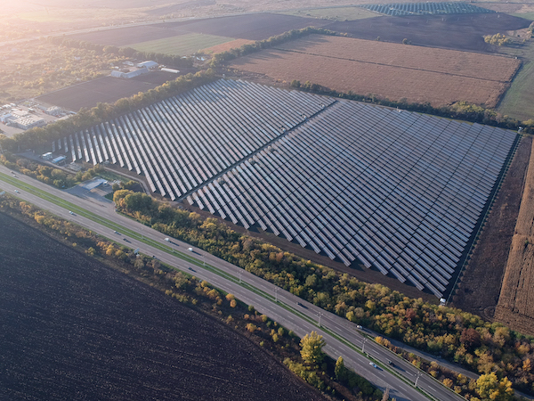 solar field aerial shot