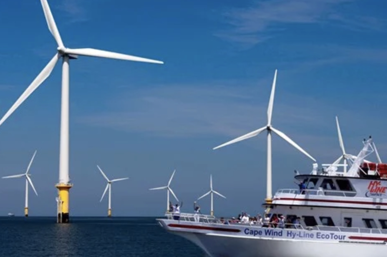 ship and wind turbine