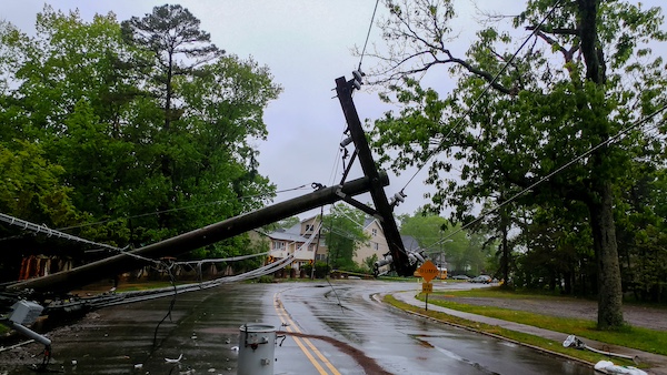 fallen electric pole