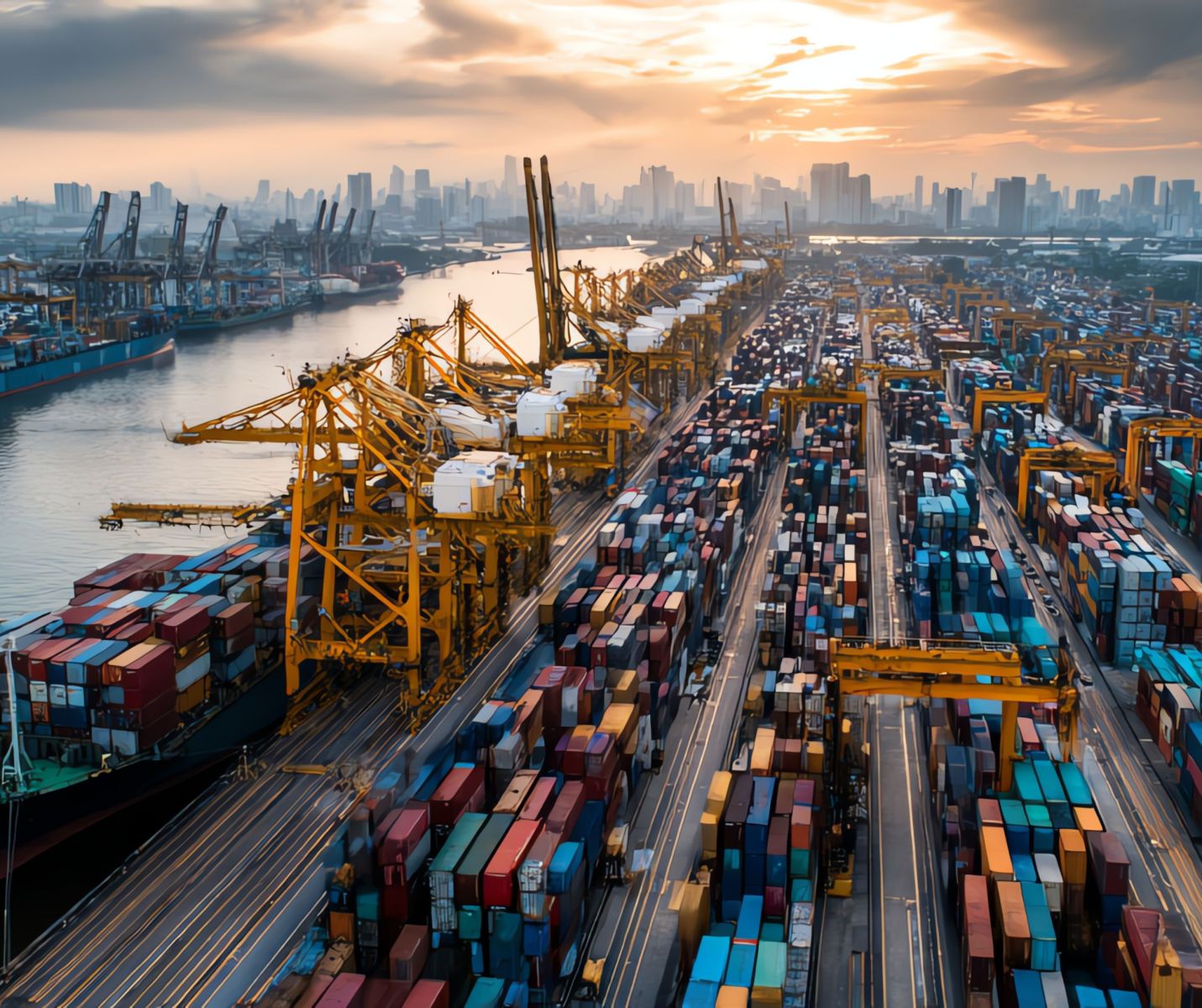 busy shipping port