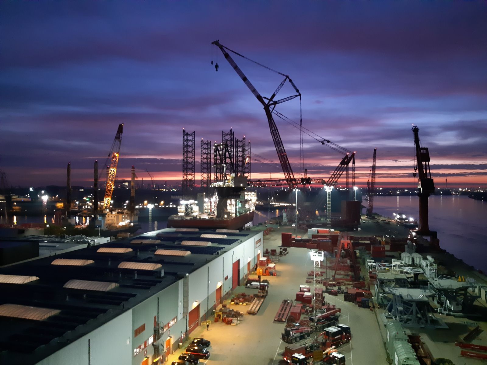 nighttime crane