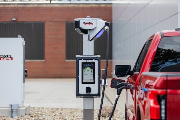 red truck charging