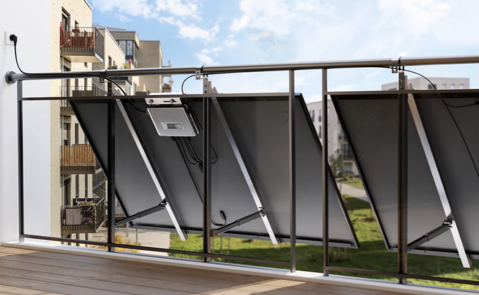 solar panels on a balcony