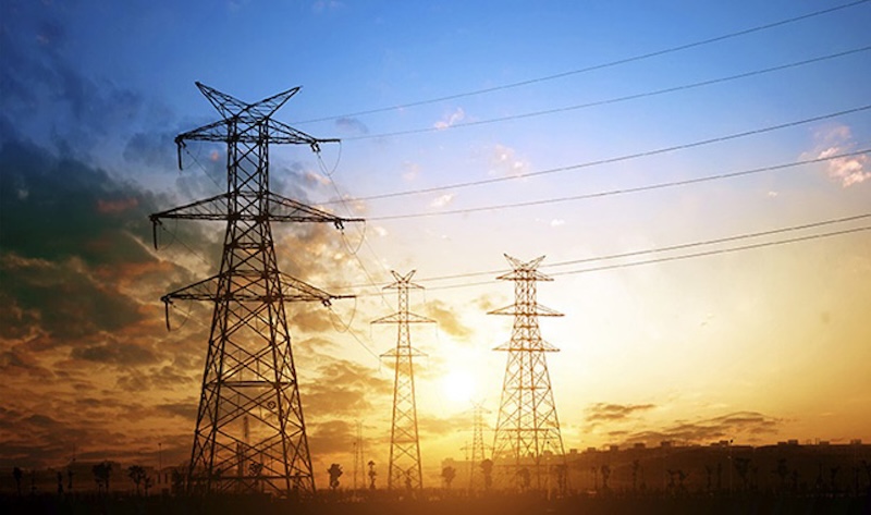 sunset transmission tower