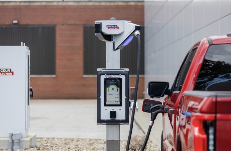 red truck charging