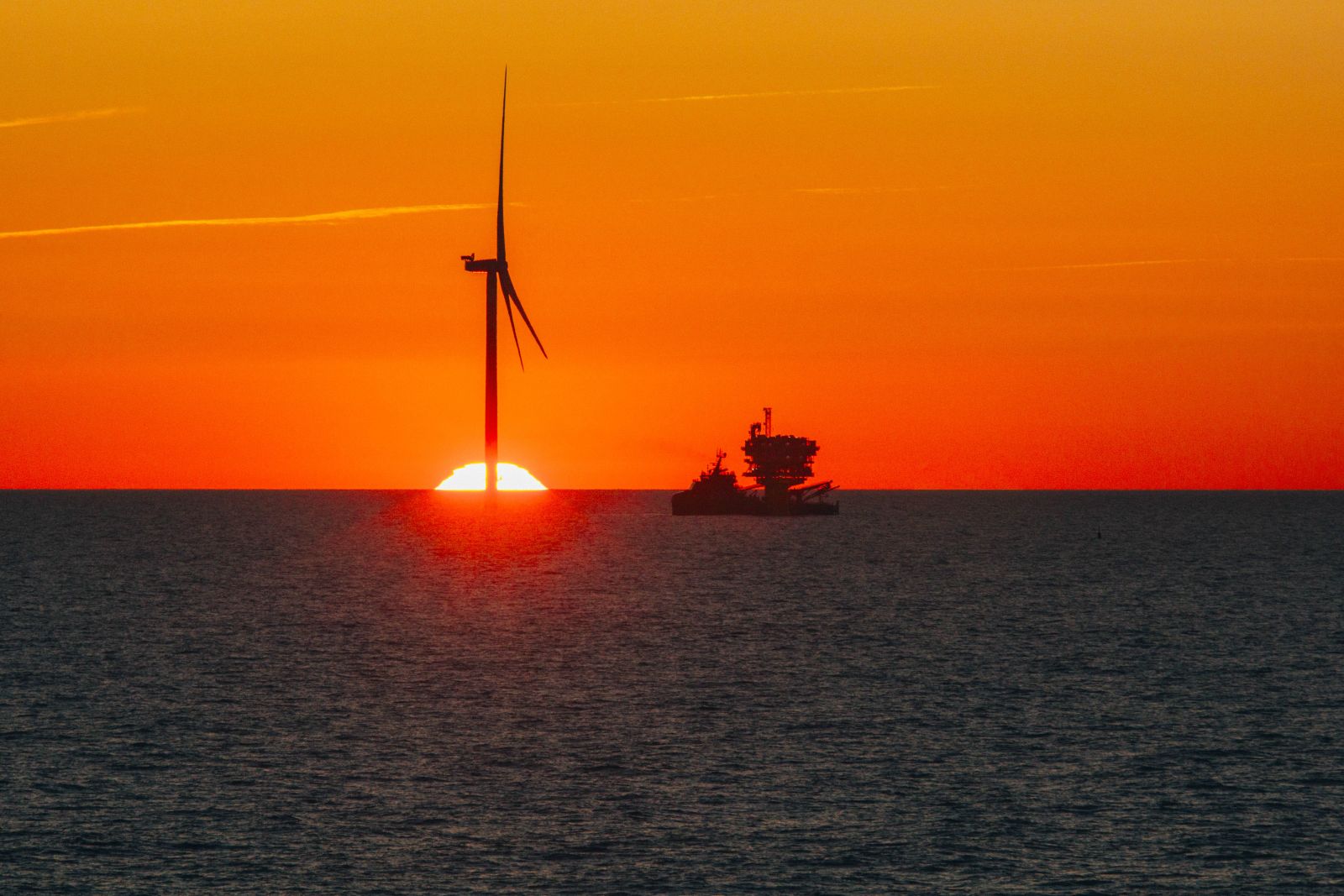 orange sunset on ocean