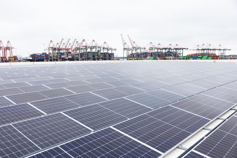 rooftop solar cranes background