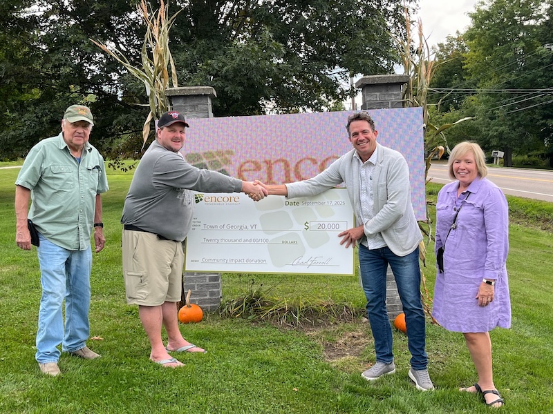 Encore Renewable Energy Supports Town of Georgia, VT with $20,000 Donation from New Solar Array  