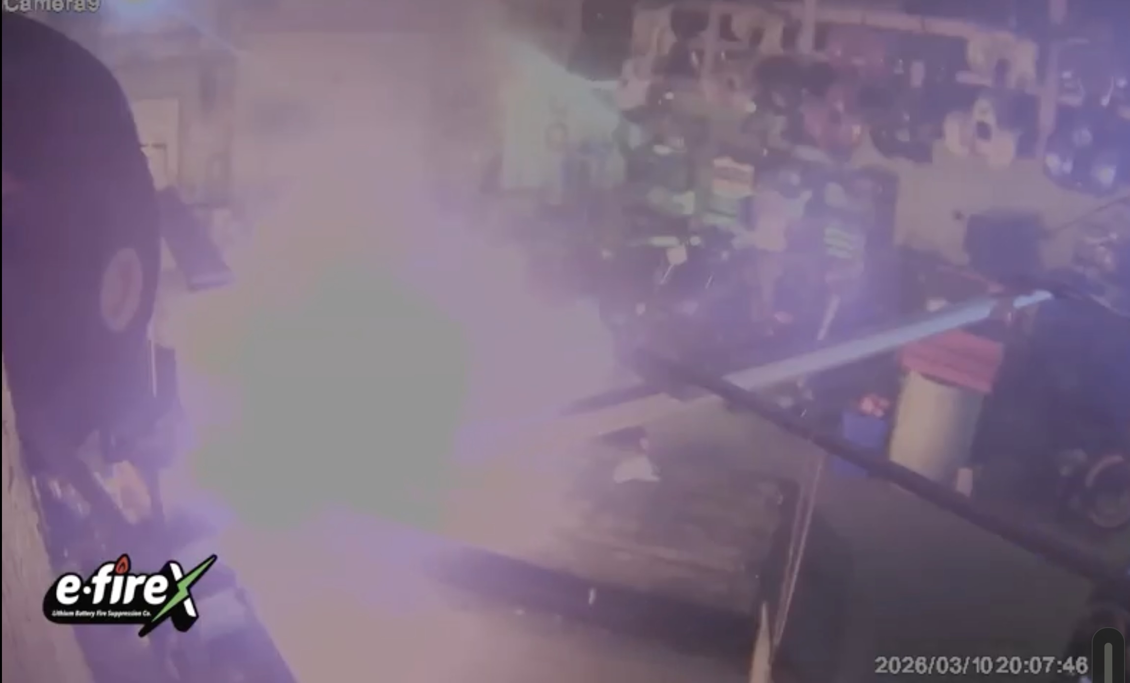 Security Video Captures Lithium-Ion Battery Fire at E-Bike Facility—Fire Successfully Extinguished with eFireX
